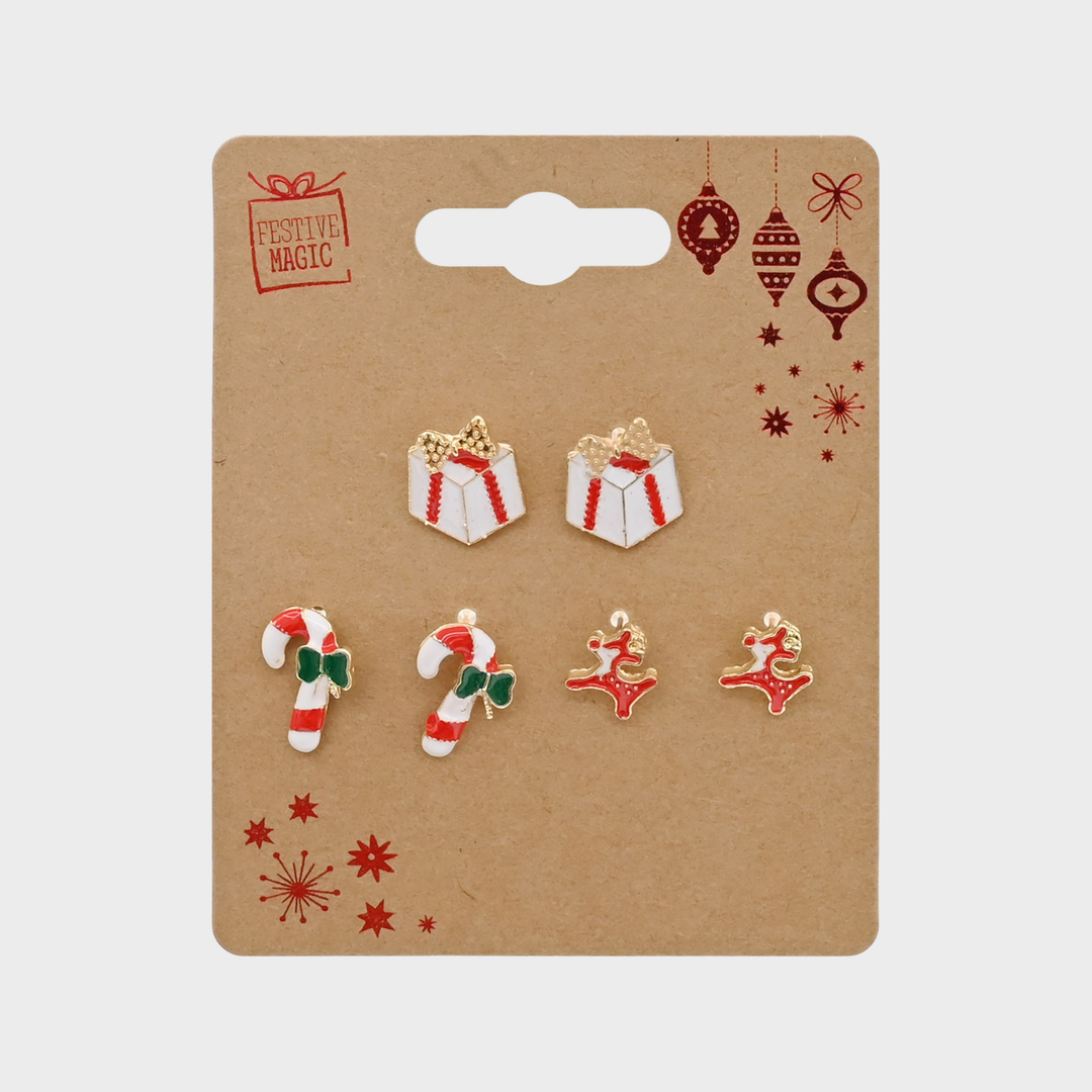 Metal earrings 3 pairs asst