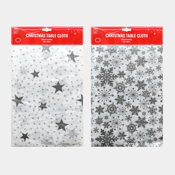 Table cloth silver rect asst
