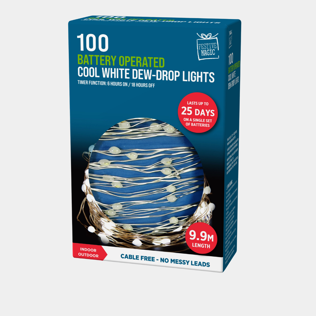 LED dew-drop wire lights 100 white