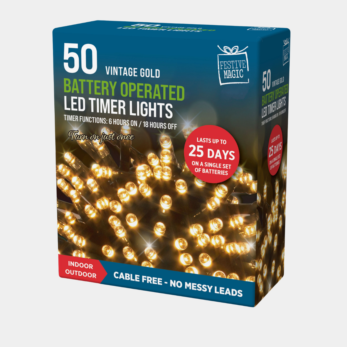 LED timer lights 50 vintage gold
