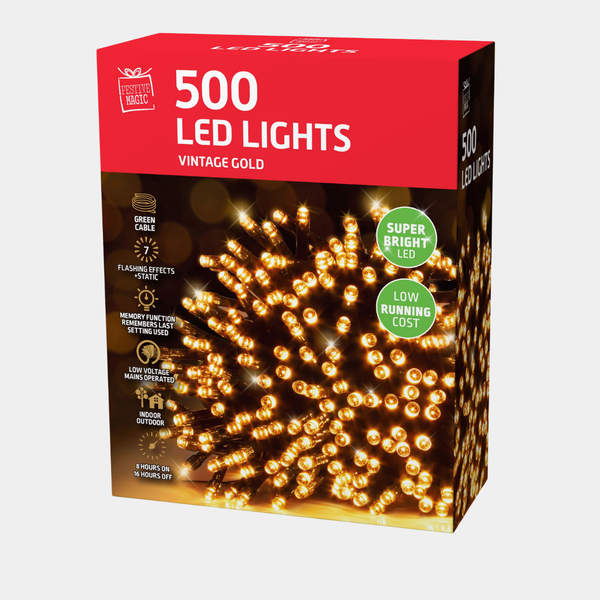 LED lights 500 timer vintage gold