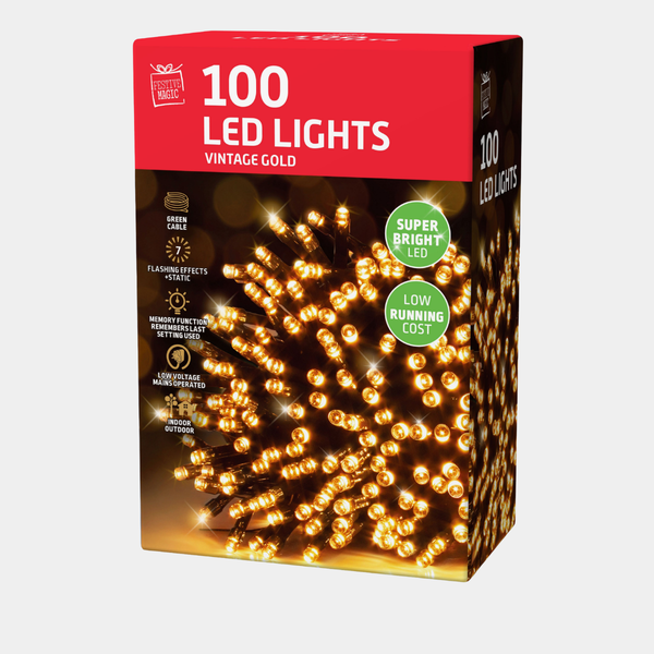 LED lights 100 vintage gold