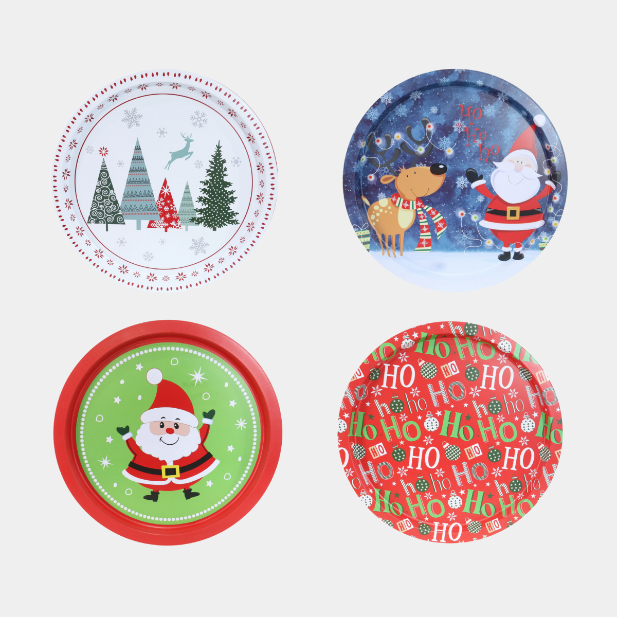 Christmas Round tray metal 32cm 1pc