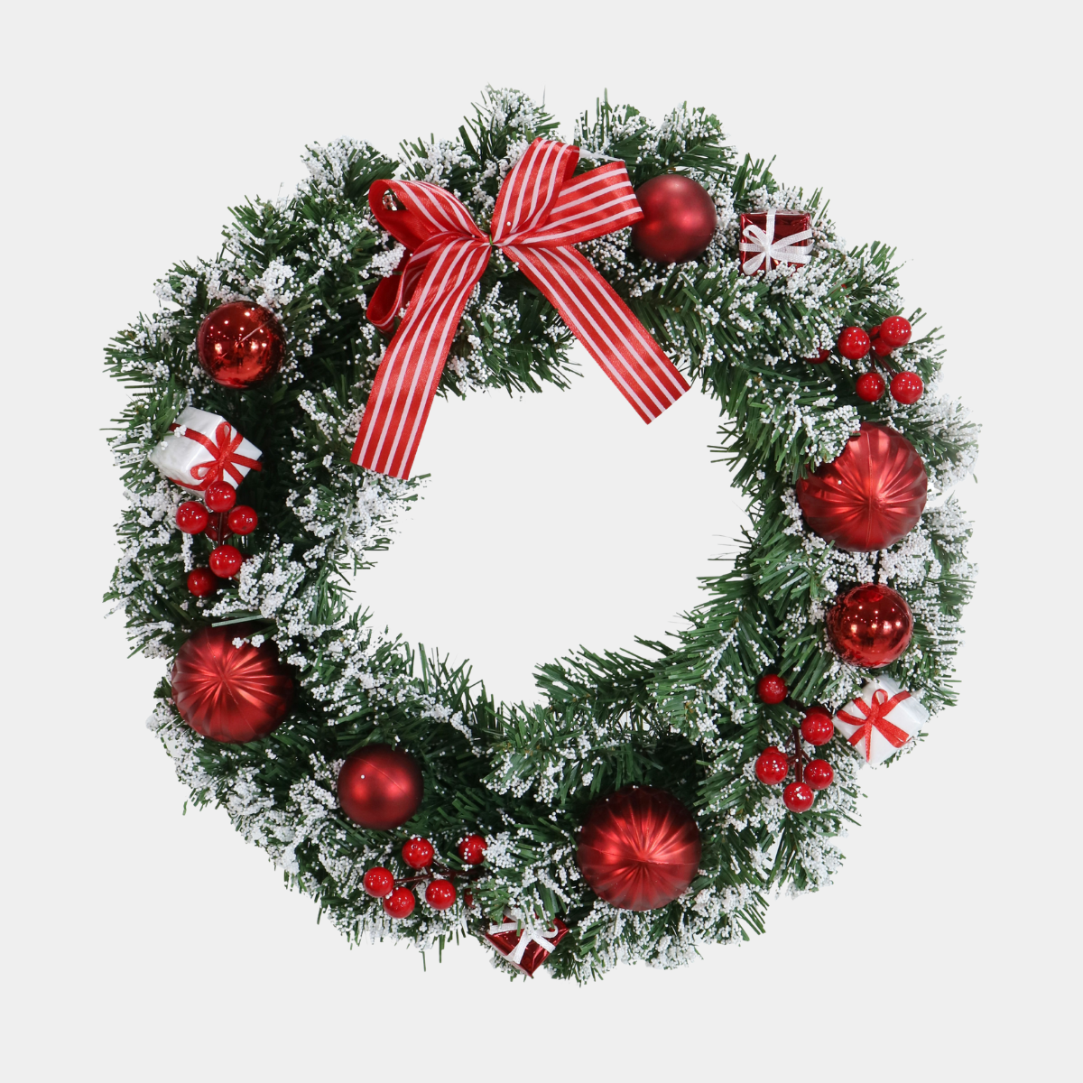 Deluxe heavy snowy pine wreath 40cm