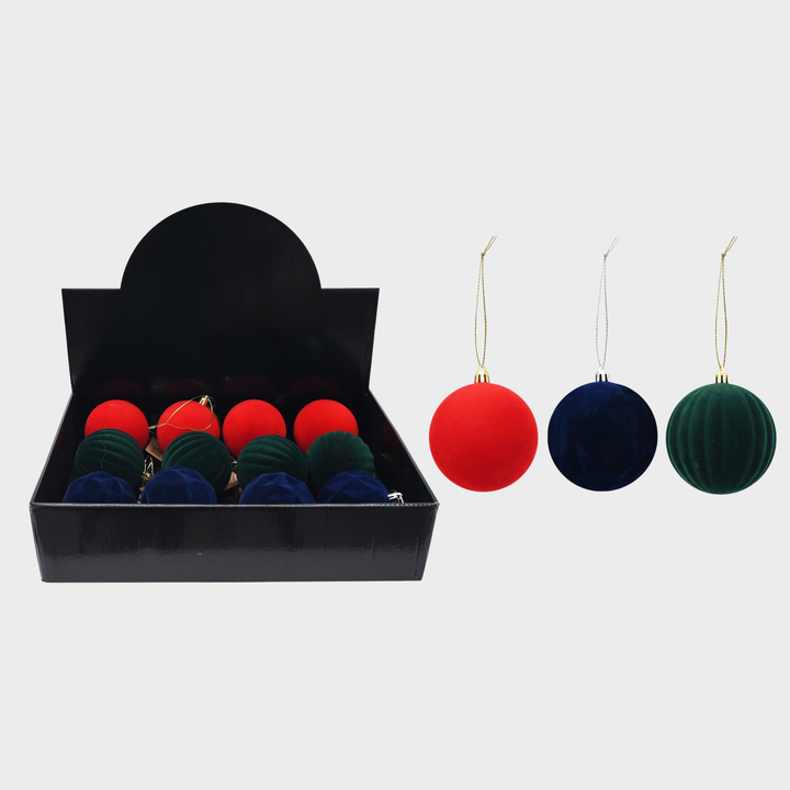 Bauble flocked 80mm