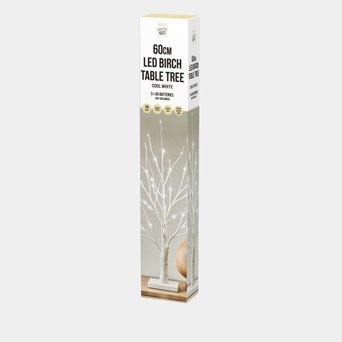 TIMER LED BIRCH TREE 60cm WHITE TWINKLE
