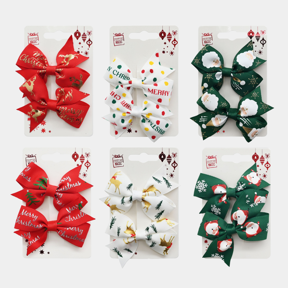 HAIR CLIP RIBBON BOWS 2pk 1 Pack