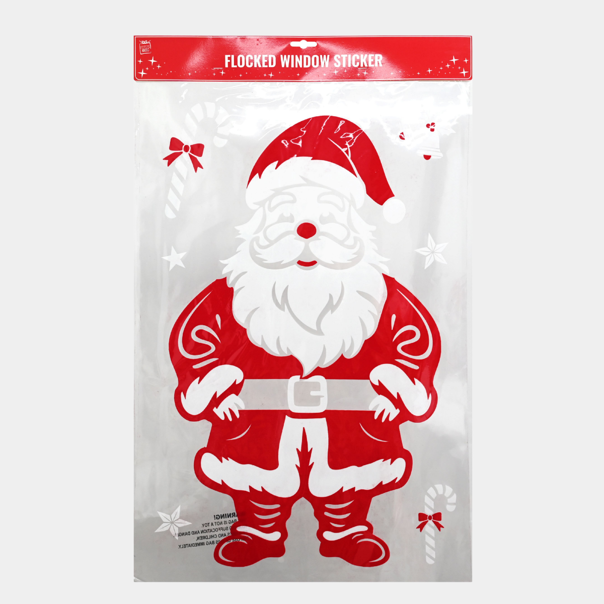 FLOCKED SANTA WINDOW STICKER