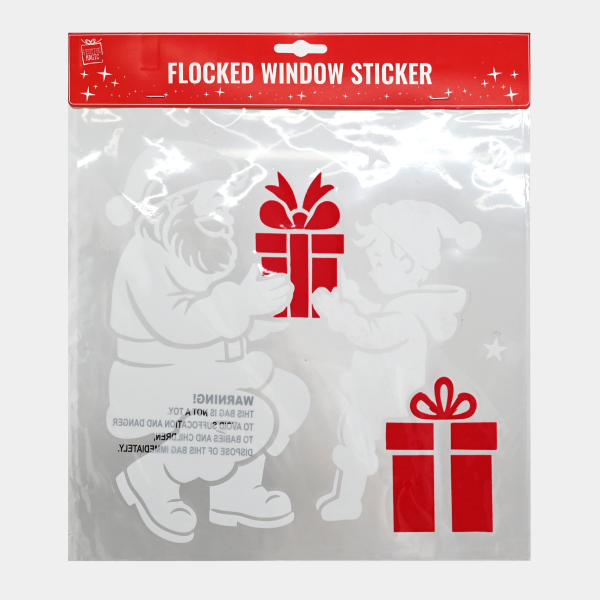 WINDOW CLING RED FLOCKED x 1