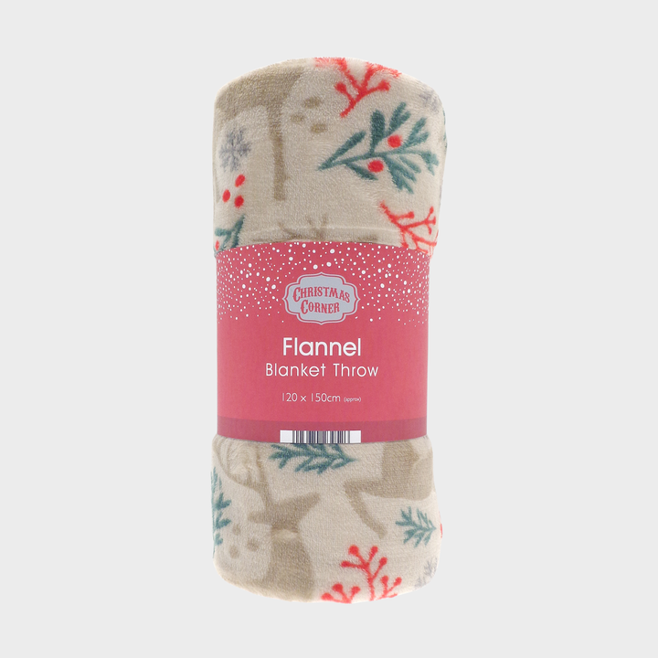 Luxury Printed Reindeer Flannel Throw 120X150CM