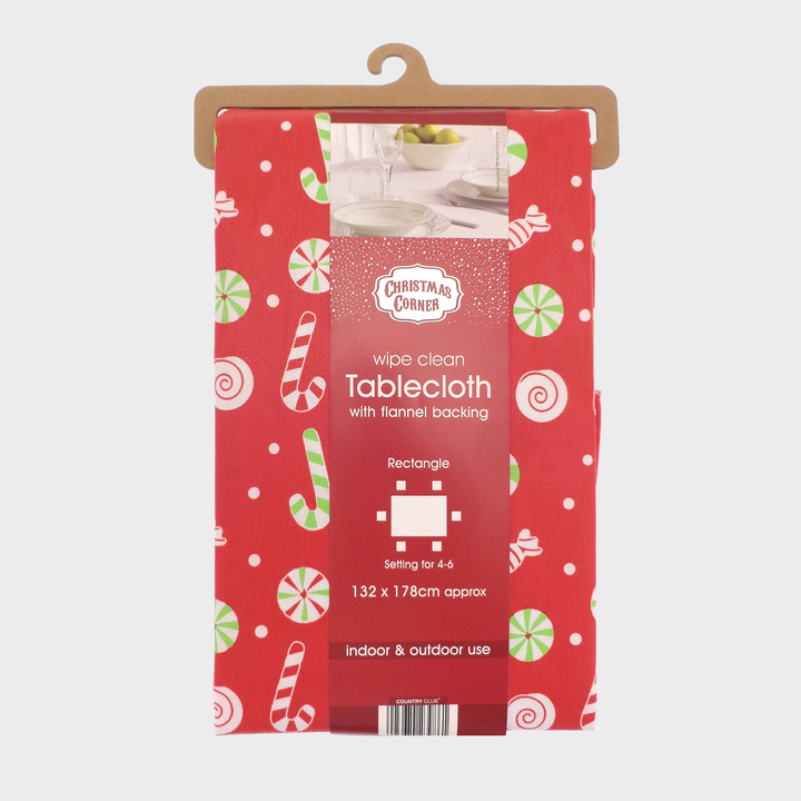Candy Cane PEVA Tablecloth