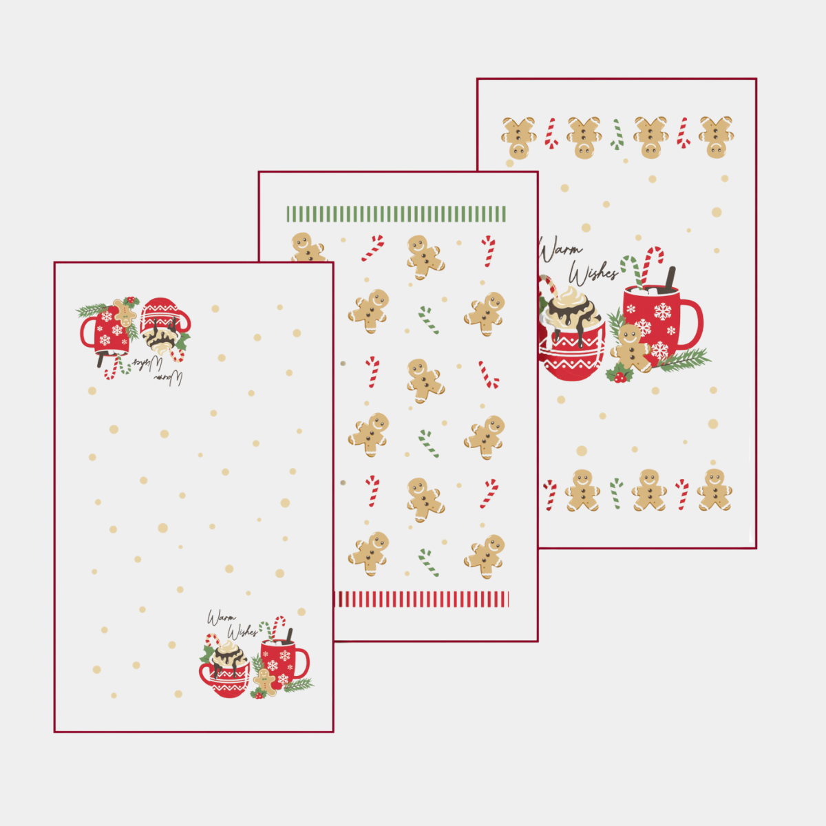 3pk Christmas Tea Towel Warm Wishes