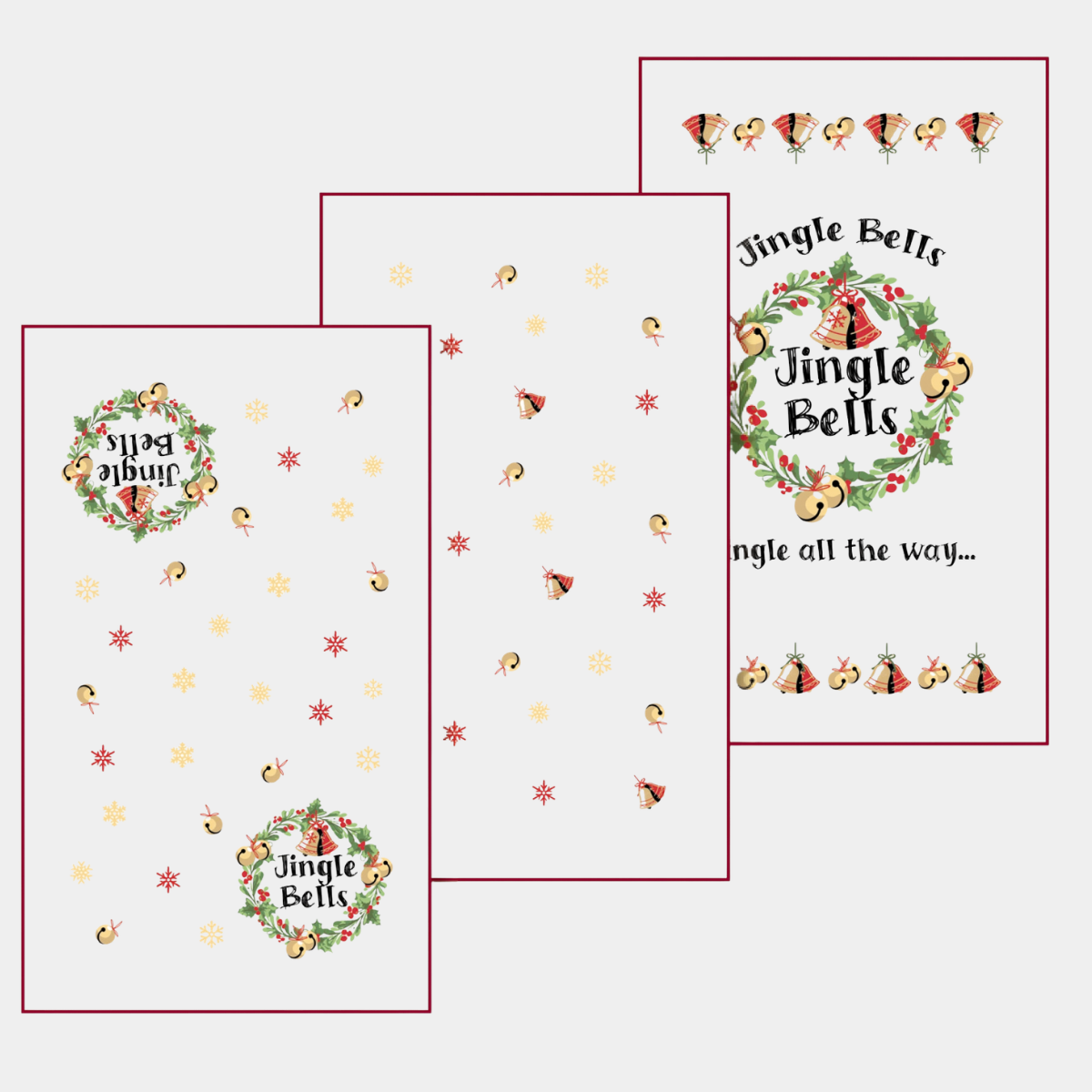 3pk Christmas Tea Towel Jingle Bells