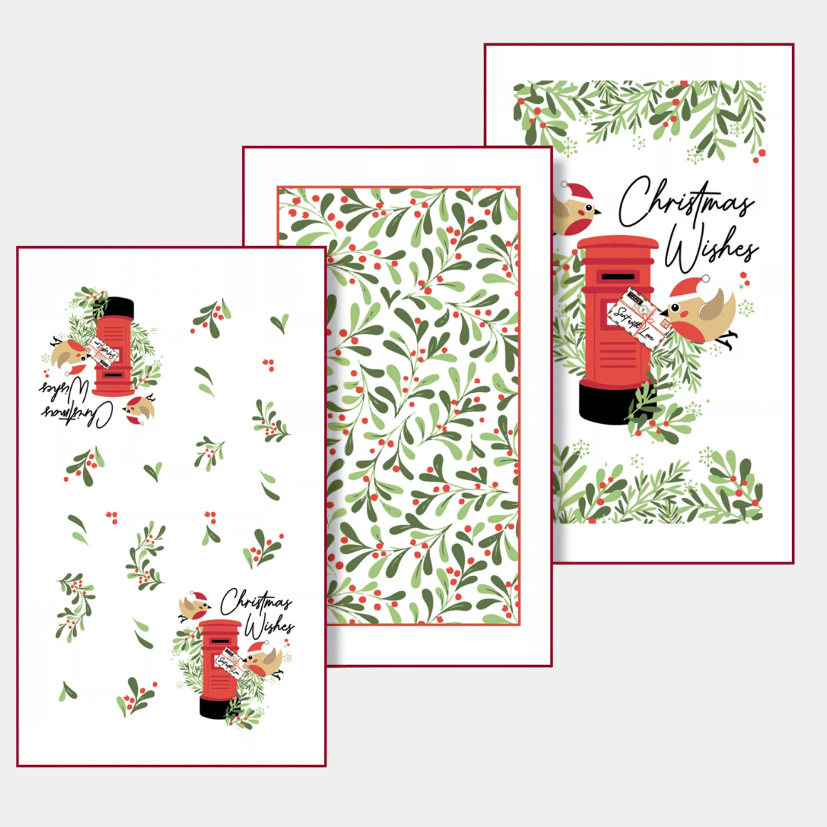 3pk Christmas Tea Towel Christmas Wishes