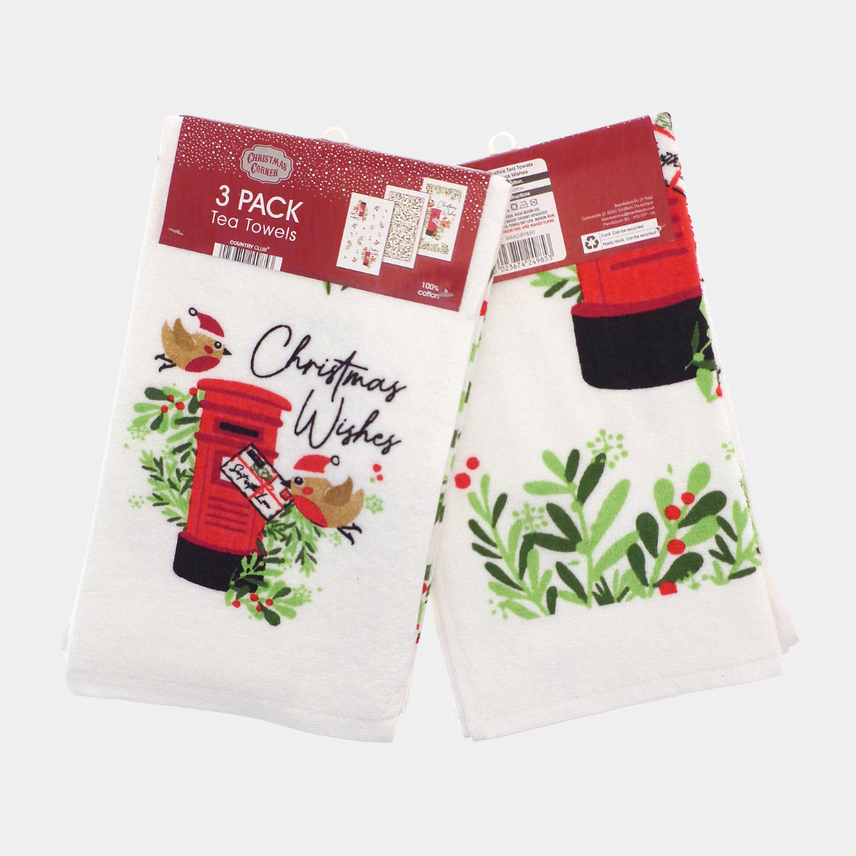 3pk Christmas Tea Towel Christmas Wishes