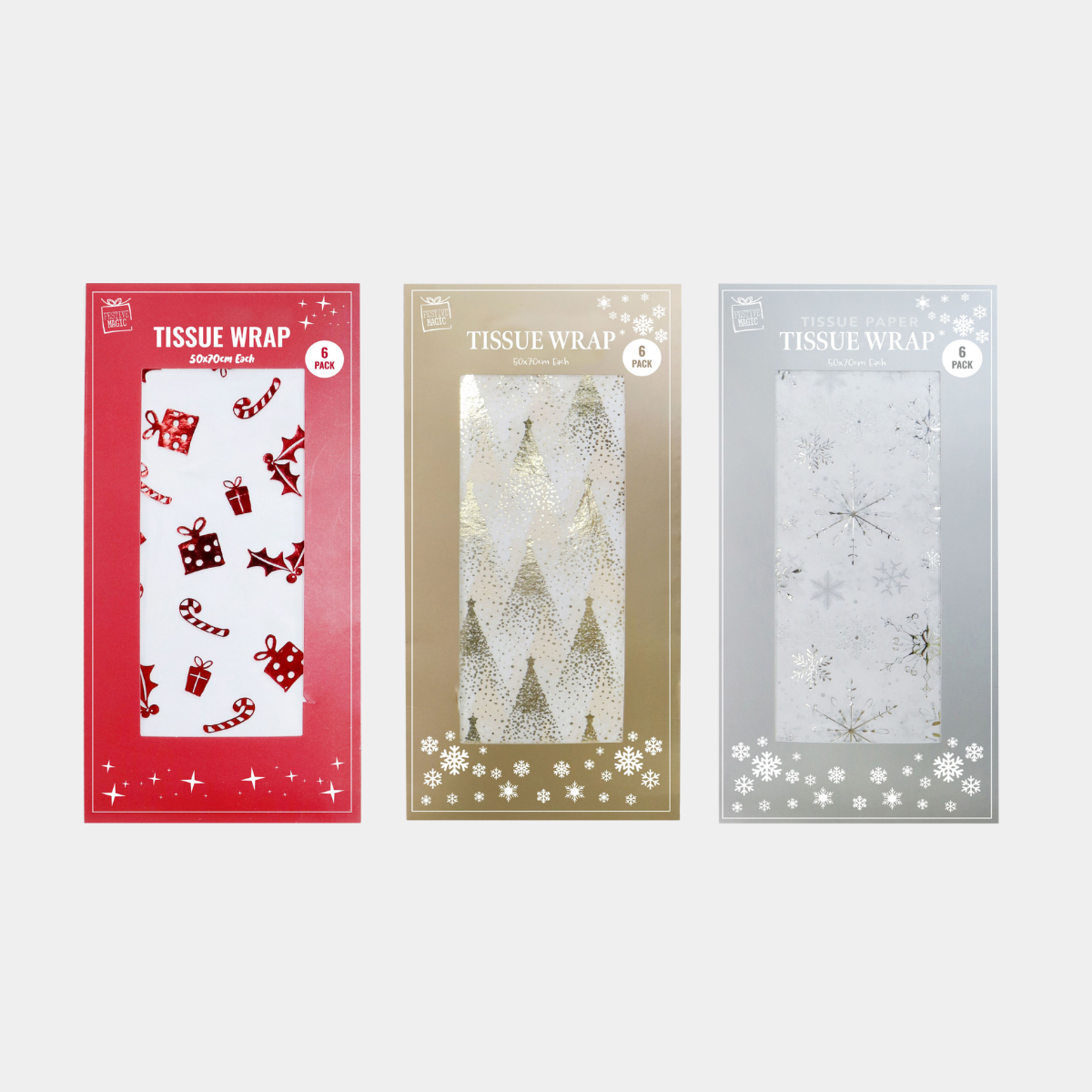 FOIL PRINTED TISSUE PAPER 50x70cm 6pk