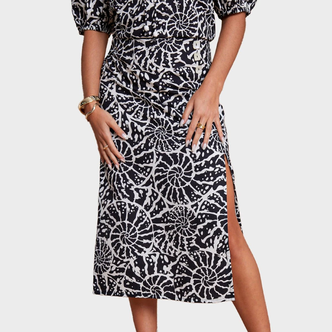 Another Sunday Midi Split Mono Print Skirt from You Know Who's