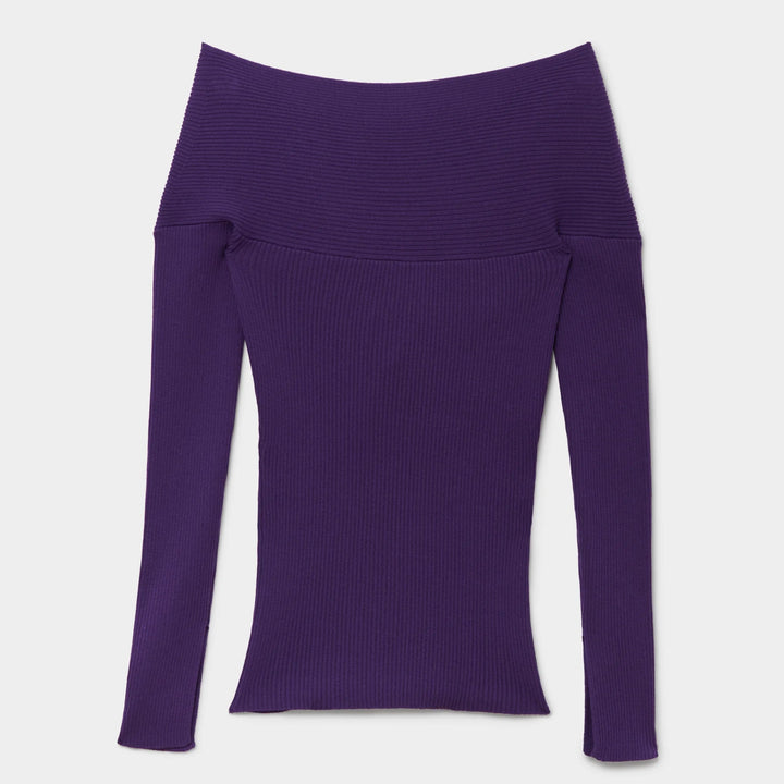 Another Sunday Purple Wrap Over Bardot Knitted Top from You Know Who's