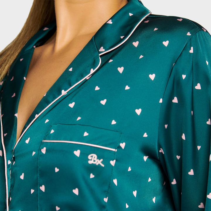 BA Heart satin short pyjama set - Emerald from You Know Who's