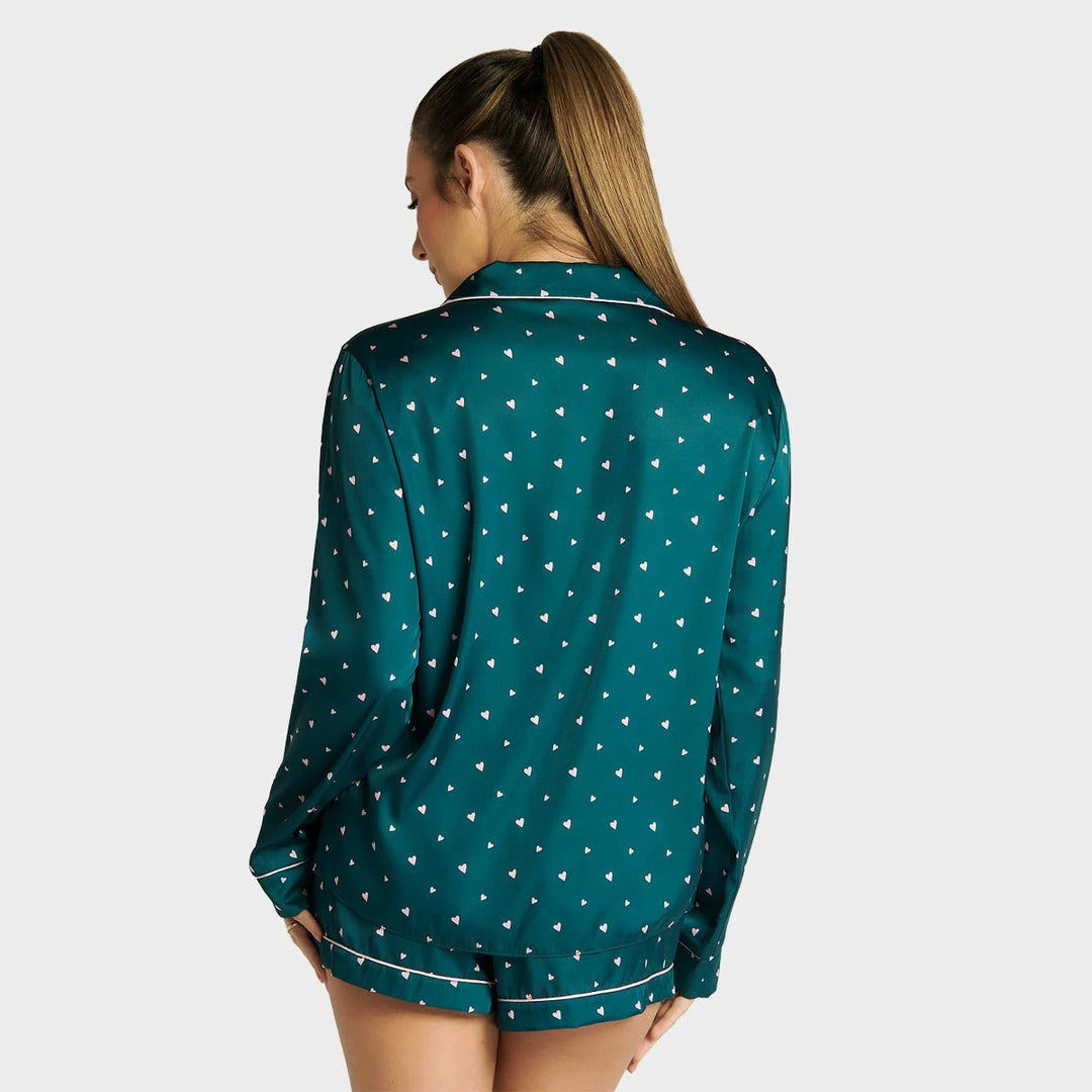 BA Heart satin short pyjama set - Emerald from You Know Who's