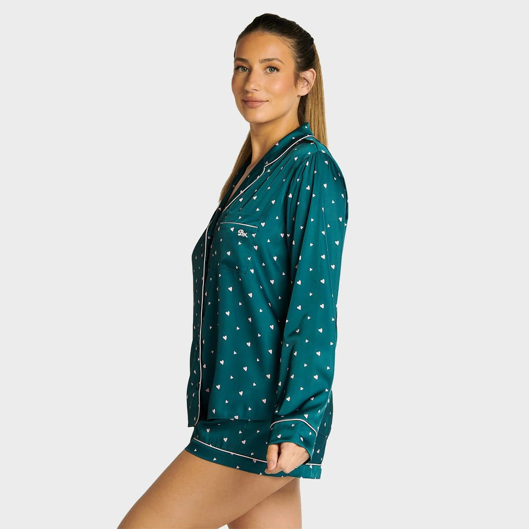 BA Heart satin short pyjama set - Emerald from You Know Who's