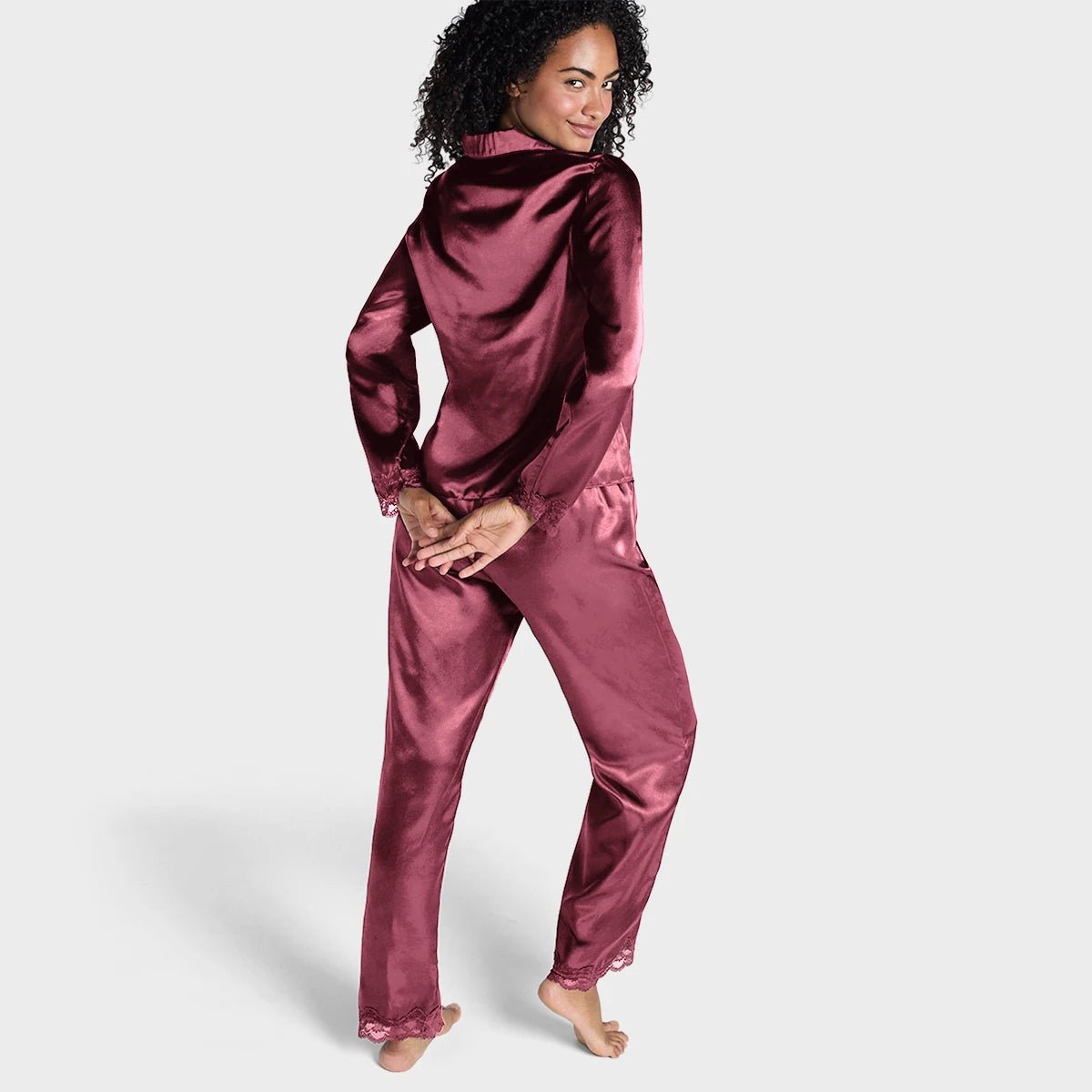 BA Lace Trim Pjs Burgundy from You Know Who's