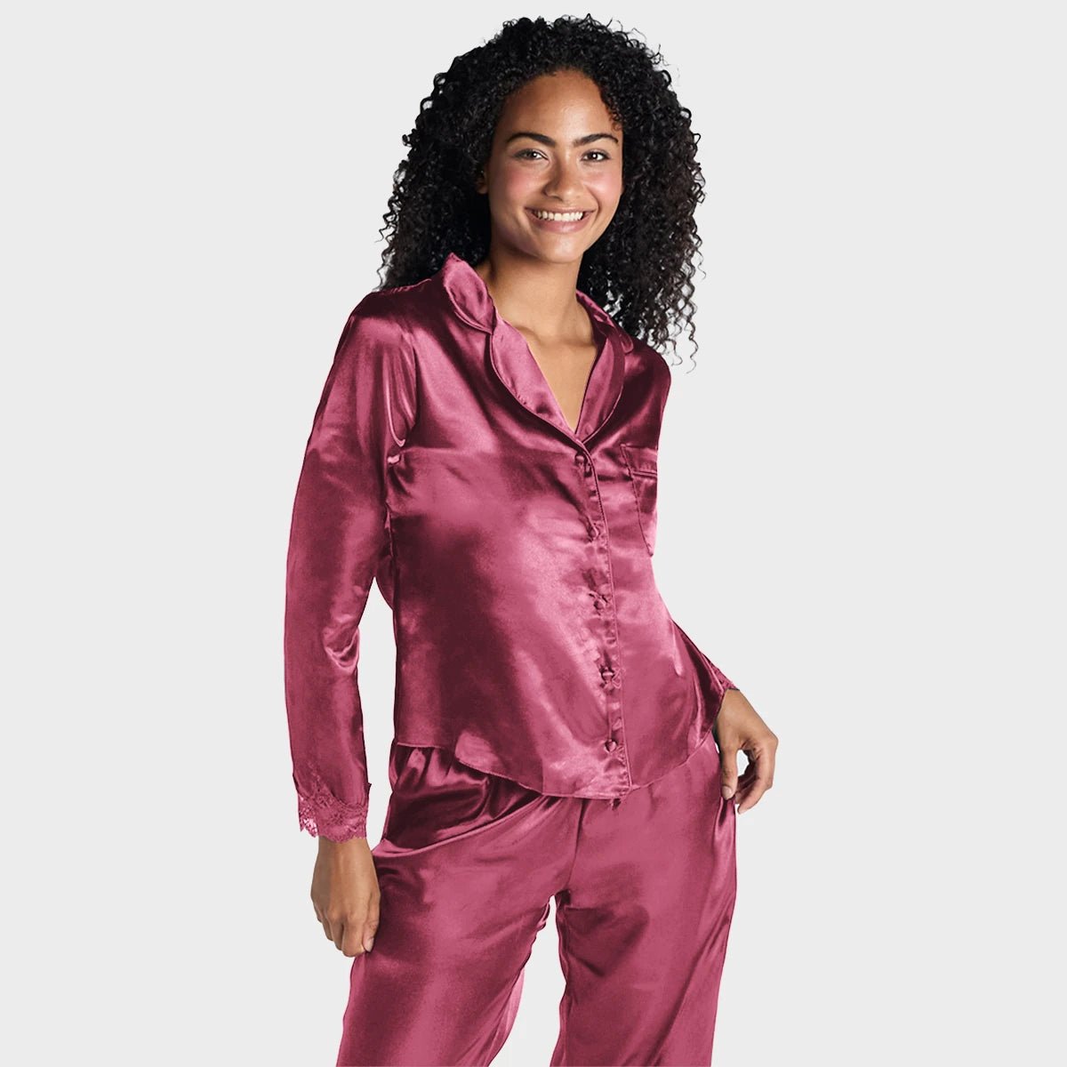 BA Lace Trim Pjs Burgundy from You Know Who's