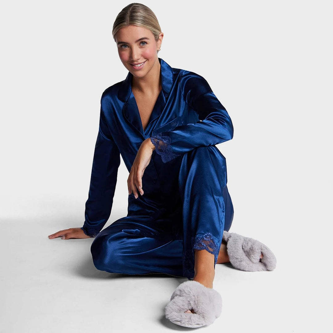 BA Lace Trim Pjs Midnight Blue from You Know Who's