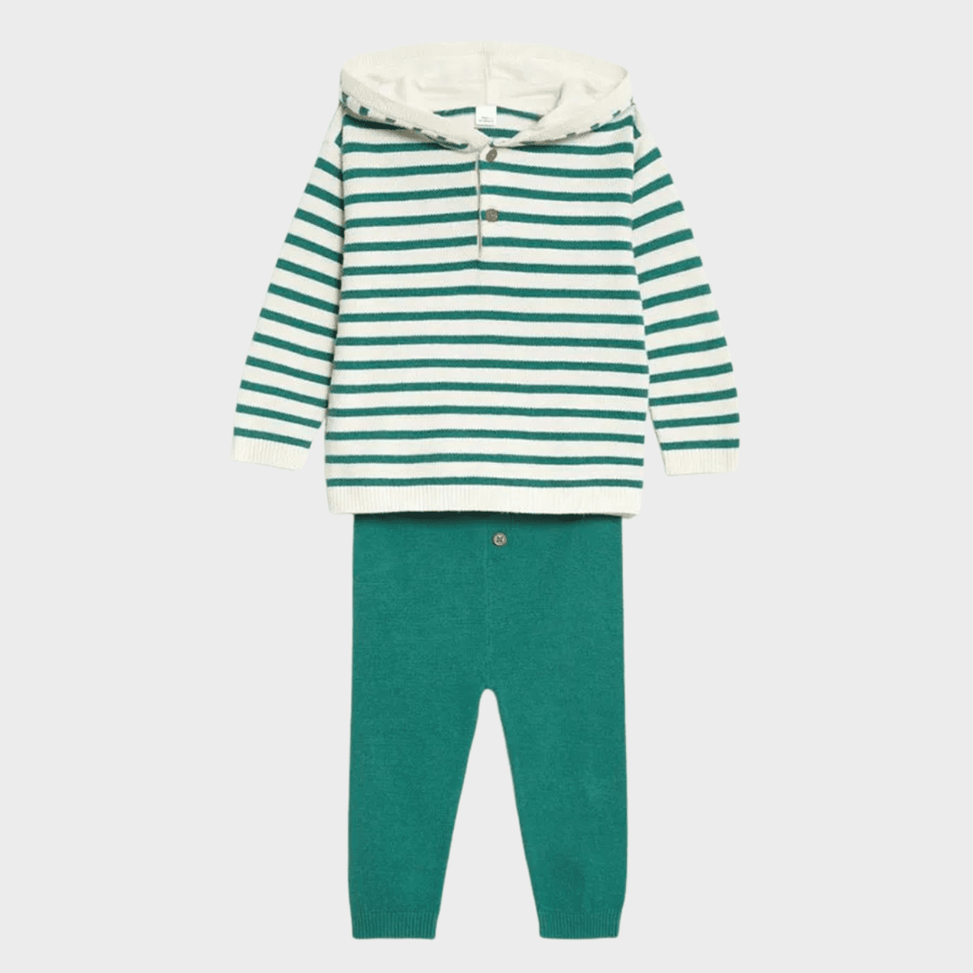 Baby 2pce Green Stripe Set from You Know Who's