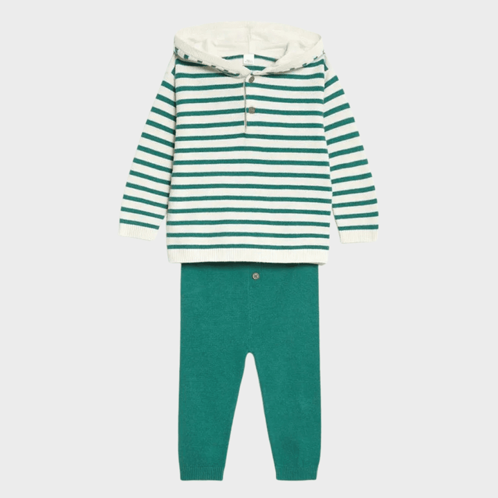Baby 2pce Green Stripe Set from You Know Who's