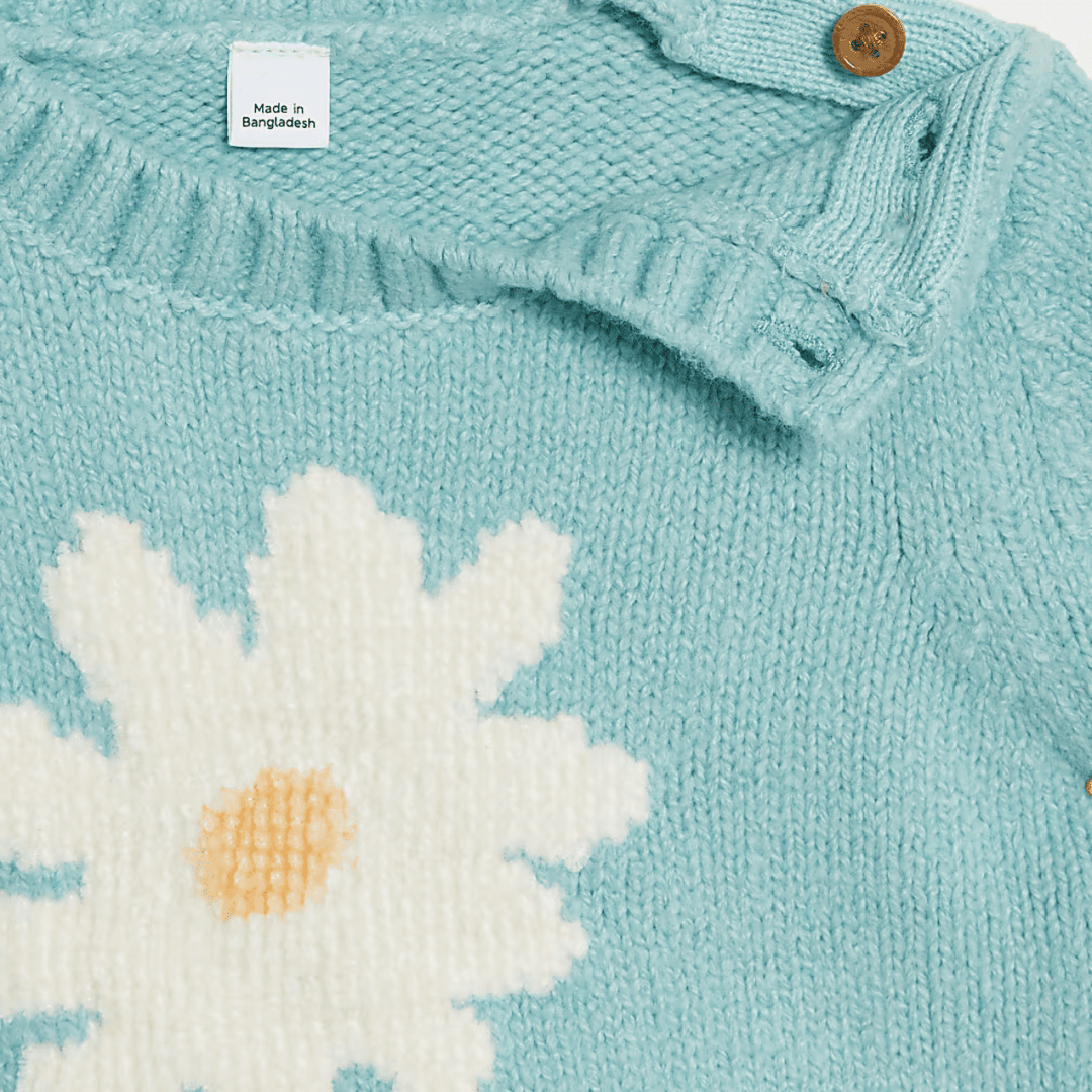 Baby Girls Blue Flower Jumper from You Know Who's