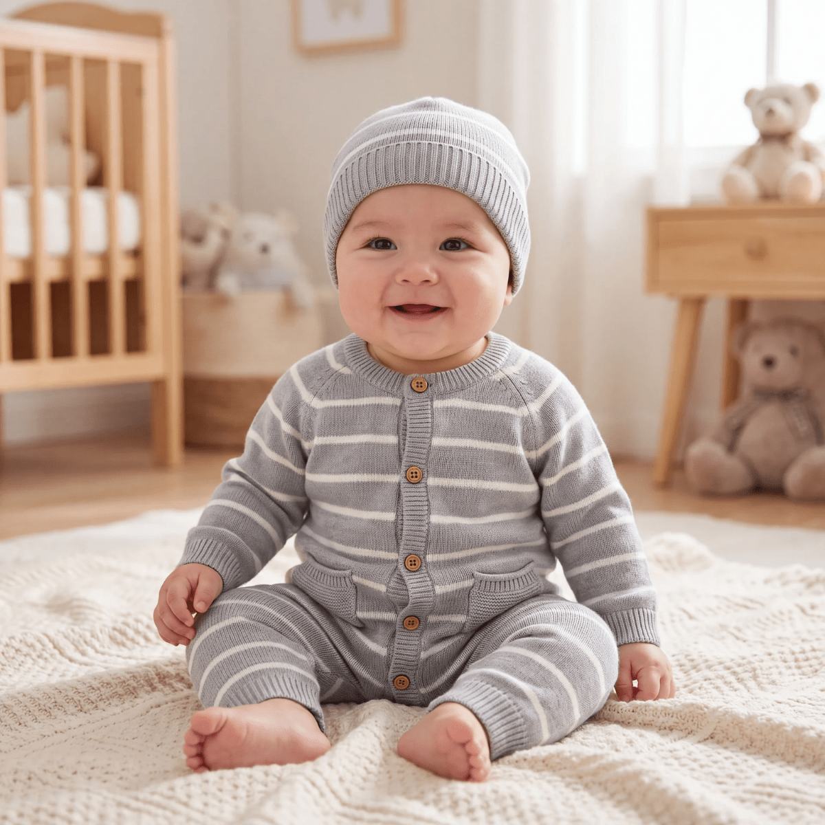 Baby Stripe Knitted All In One from You Know Who's
