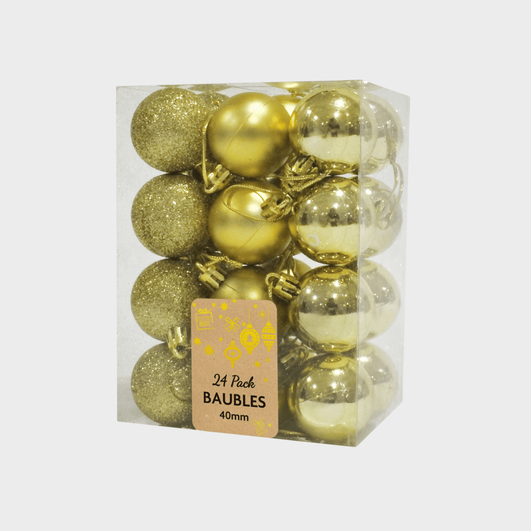 Baubles 40mm 24pk smg champagne from You Know Who's