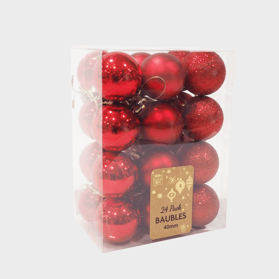 Baubles 40mm 24pk smg red from You Know Who's