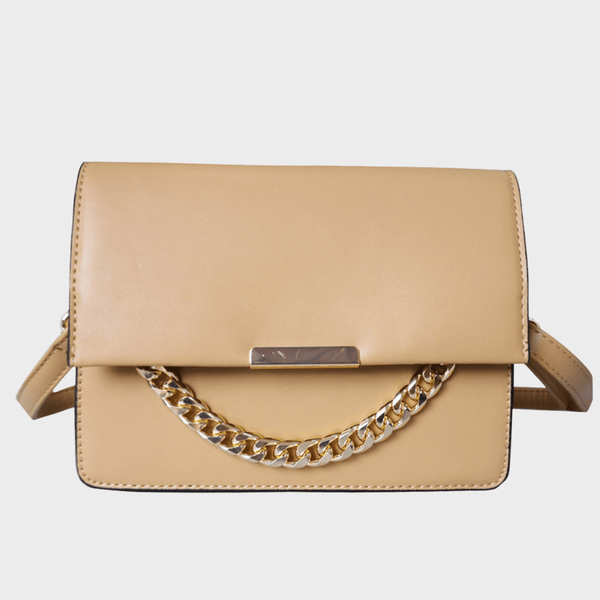 Beige Fold Over Chain Detail Bag from You Know Who's