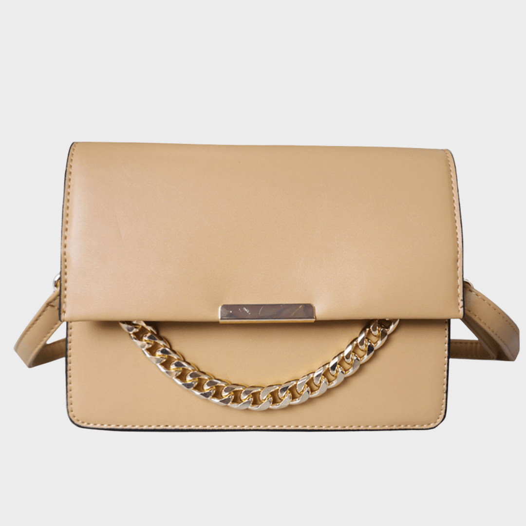 Beige Fold Over Chain Detail Bag from You Know Who's