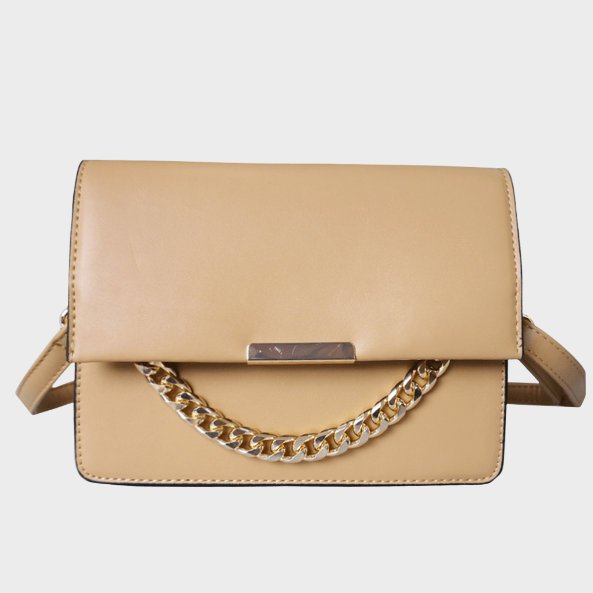 Beige Fold Over Chain Detail Bag from You Know Who's