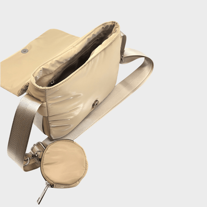 Beige Padded Crossbody Bag from You Know Who's