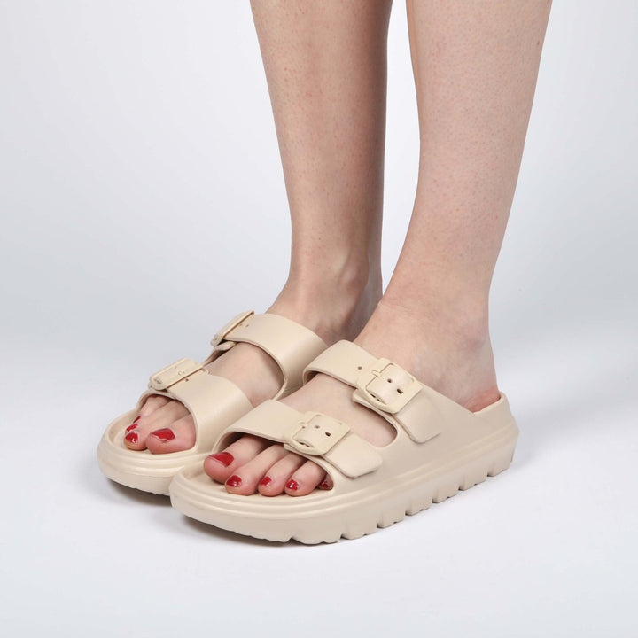 Beige Platform Sliders from You Know Who's