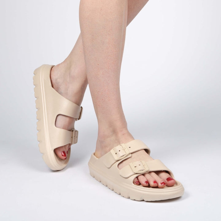 Beige Platform Sliders from You Know Who's