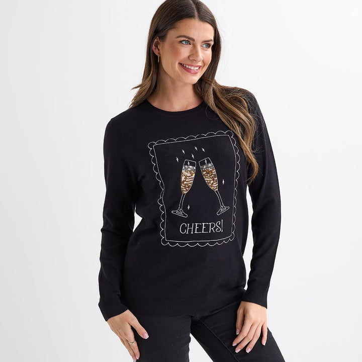 Black Cheers Christmas Jumper from You Know Who's