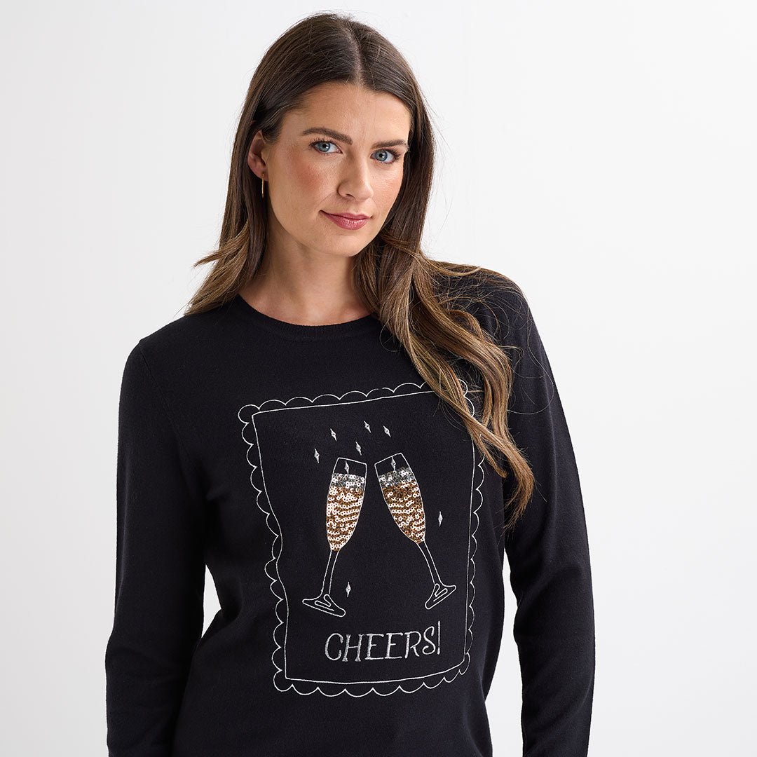 Black Cheers Christmas Jumper from You Know Who's