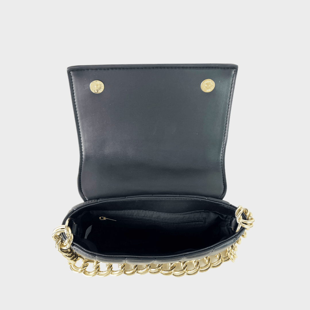 Black Chunky Chain Faux Leather Bag from You Know Who's