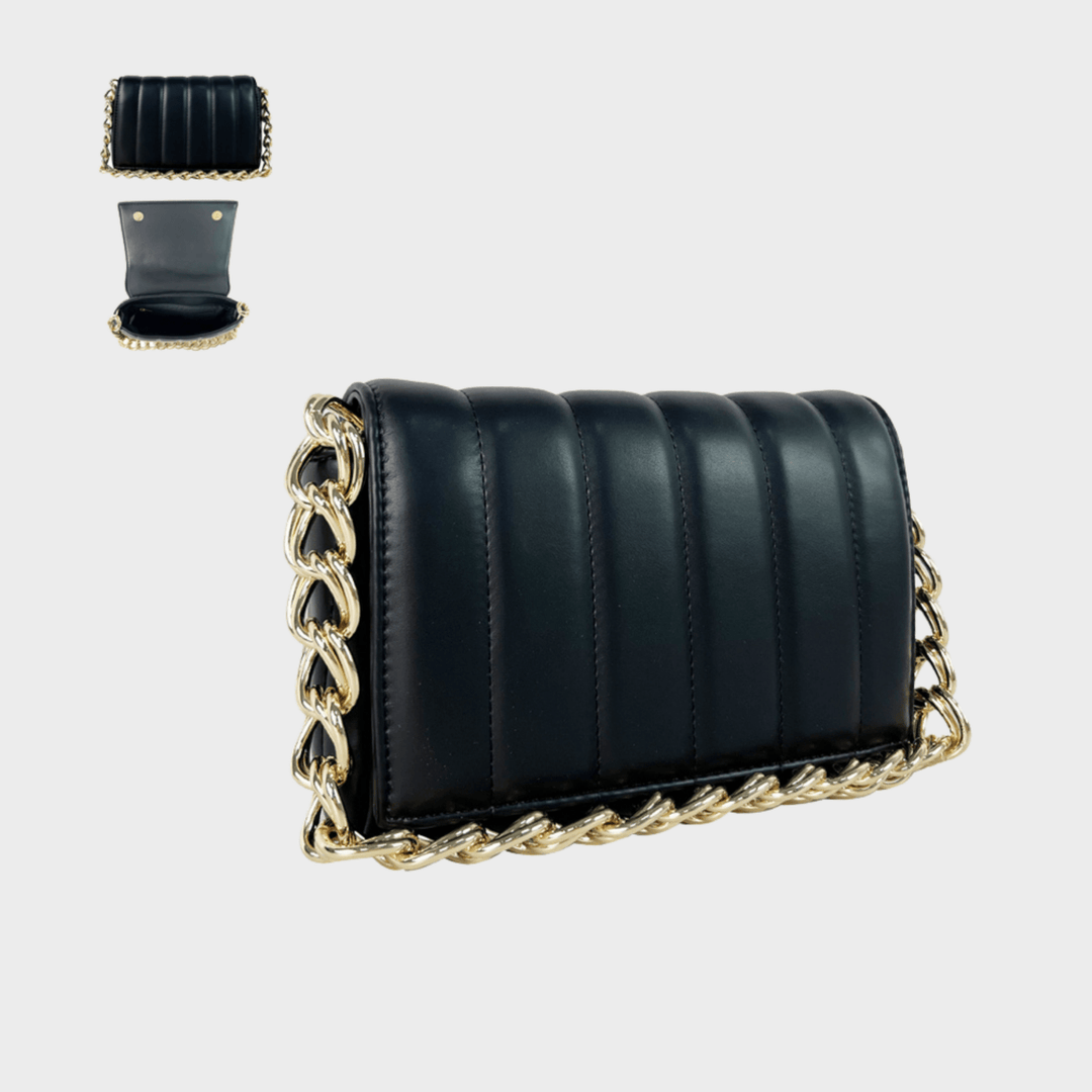 Black Chunky Chain Faux Leather Bag from You Know Who's