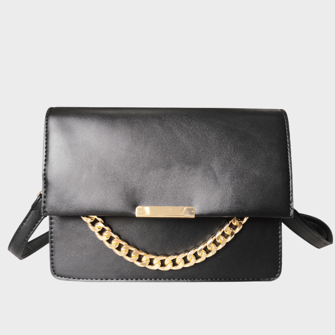 Black Fold Over Chain Detail Bag from You Know Who's