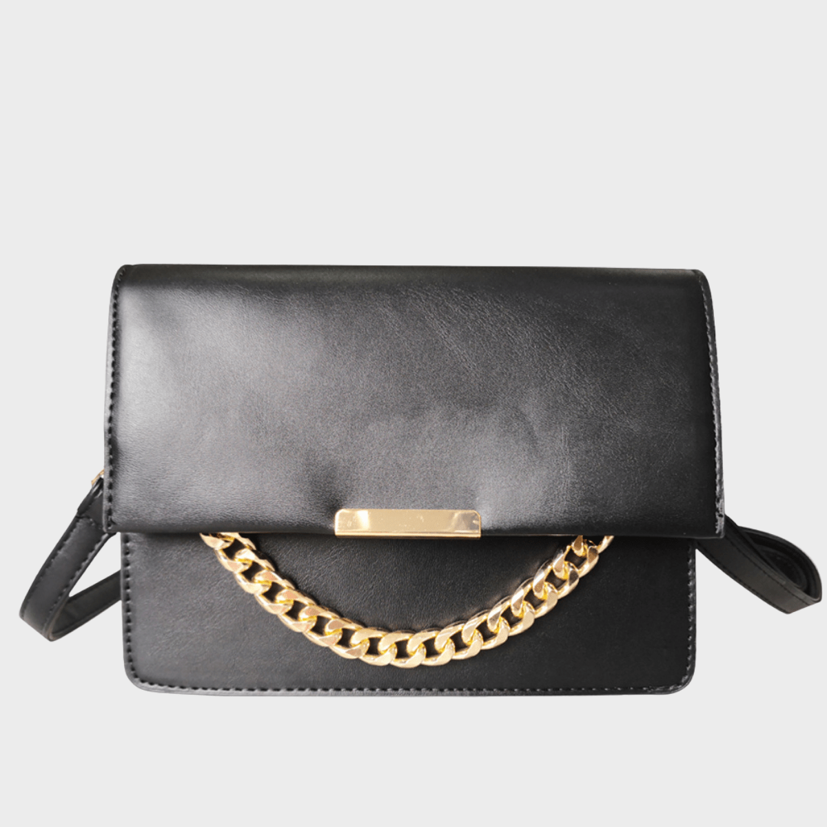 Black Fold Over Chain Detail Bag from You Know Who's
