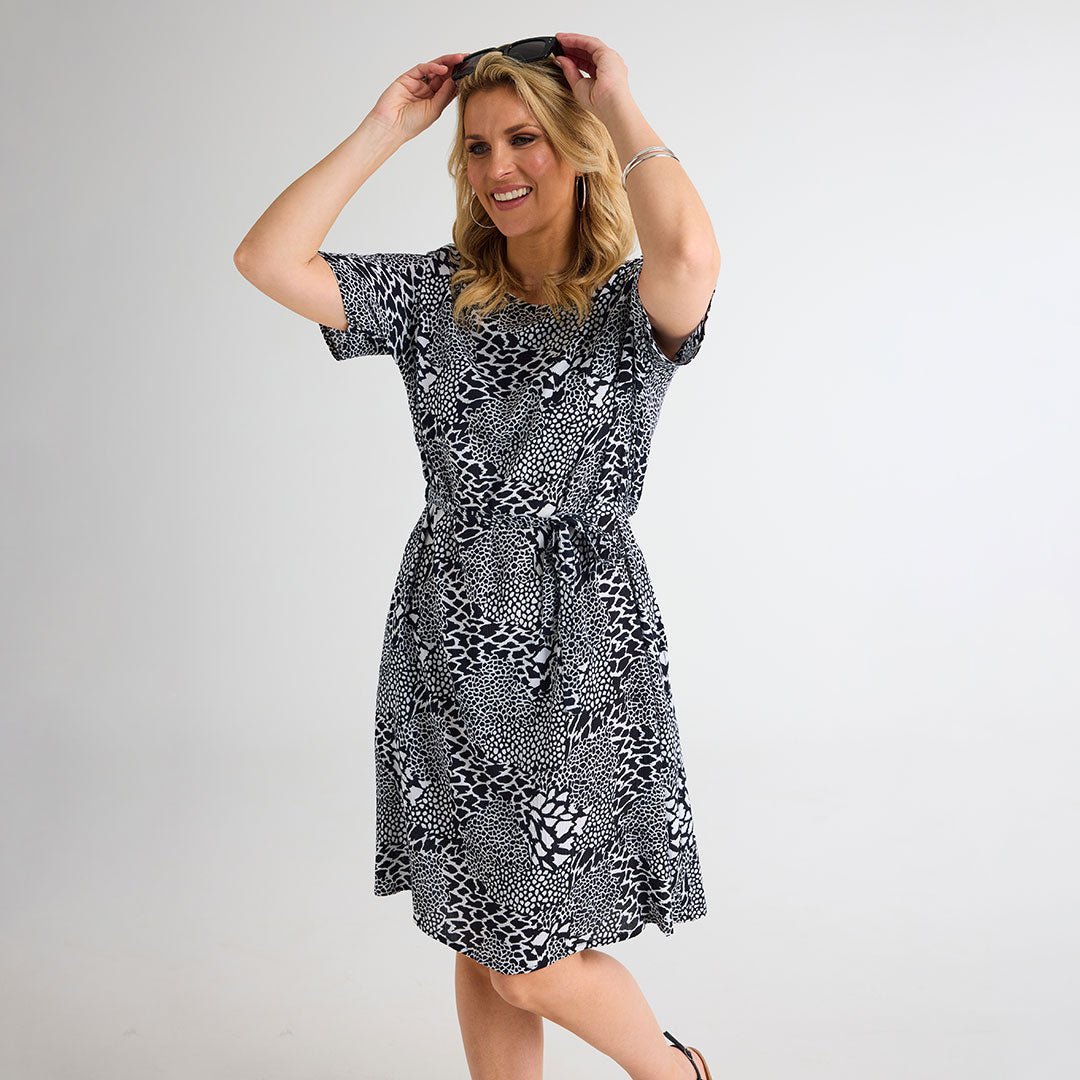 Black Giraffe Print Crinkle Dress from You Know Who's