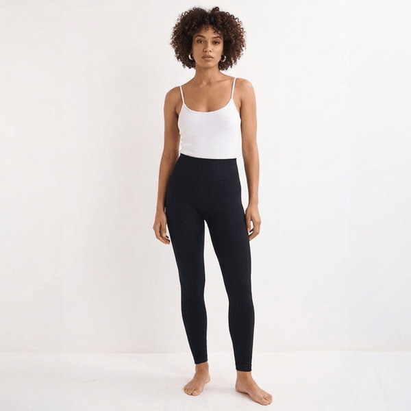 Black Herringbone Fleece Lined Leggings from You Know Who's