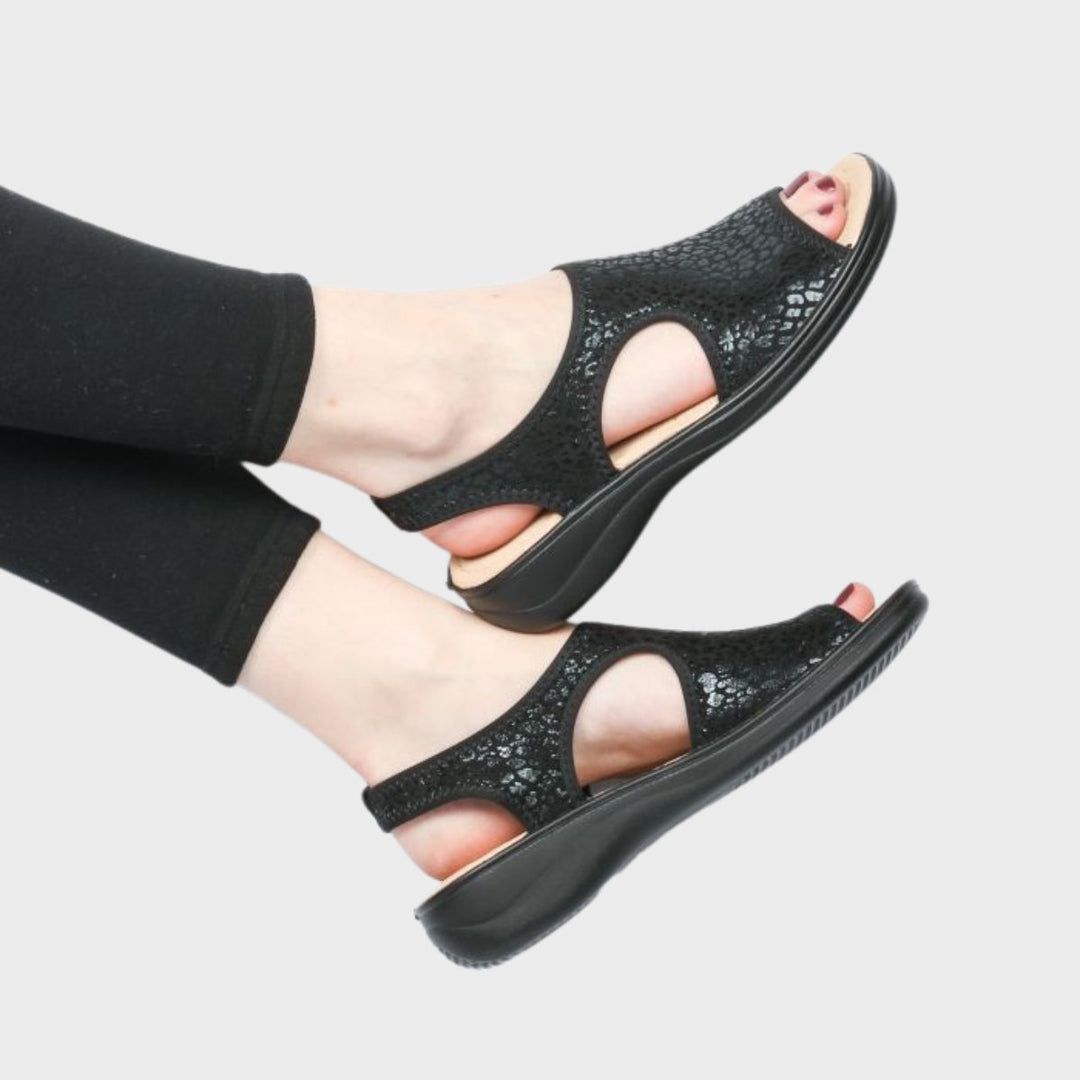 Black Lycra Stretch Sandals from You Know Who's