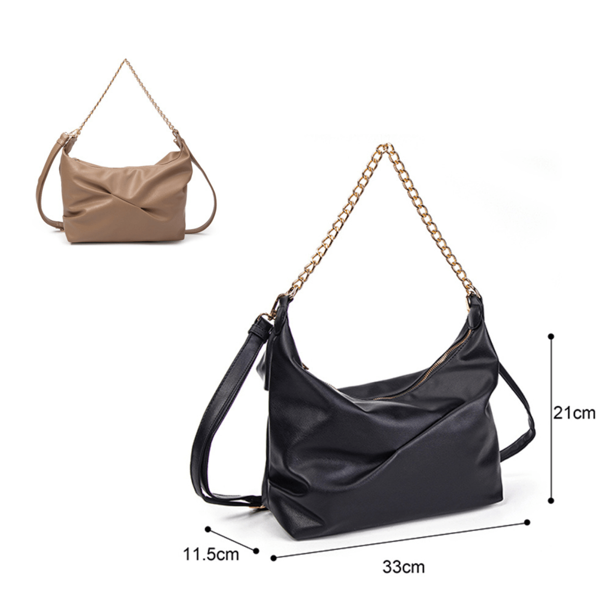Black Shoulder Bag with Gold Chain from You Know Who's
